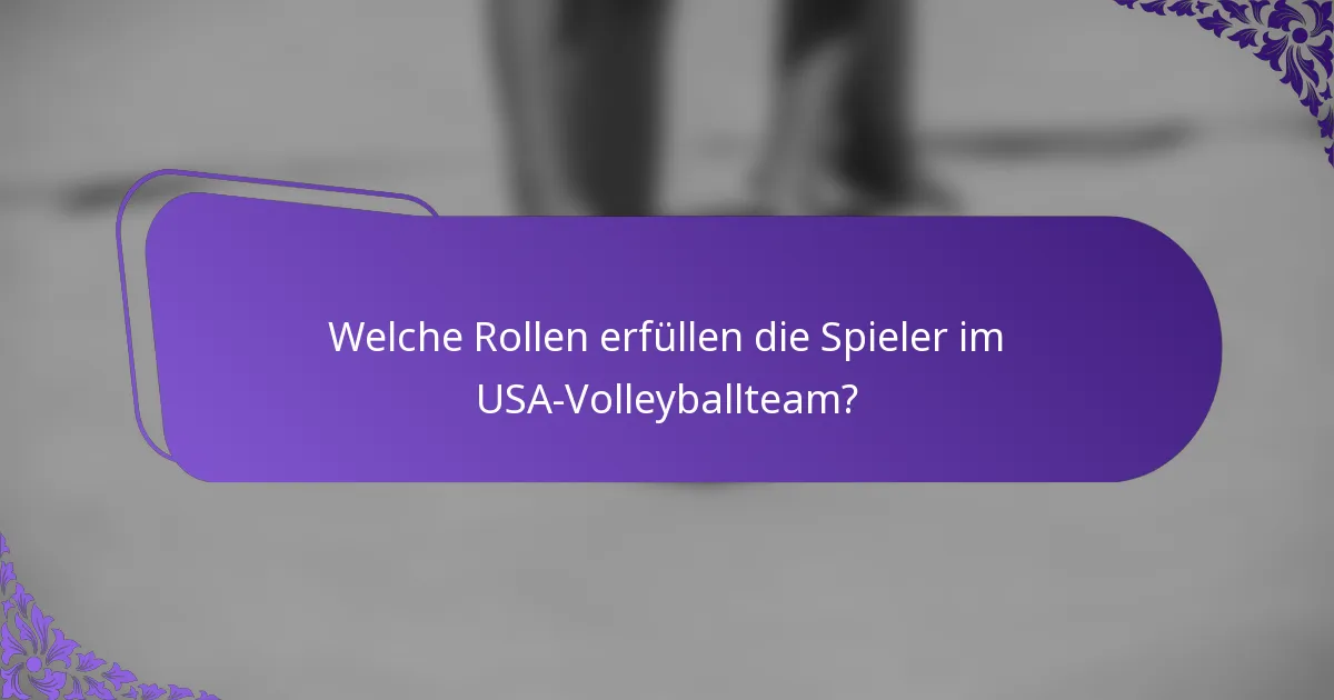 Welche Rollen erfüllen die Spieler im USA-Volleyballteam?
