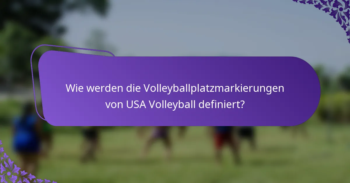 Wie werden die Volleyballplatzmarkierungen von USA Volleyball definiert?